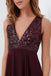 Burgundy Bridesmaid Dresses with Sequin Top, A-line Long Chiffon Wedding Party Dress PDO80