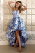 Strapless High Low Print Long Party Dress PDL4