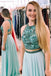 Two Piece Sage Chiffon Beading Long Cheap Prom Dress PDK87