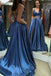 Two Piece Lace Up Blue Long Prom Dress with Slit PPD2