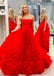 A-Line Strapless Long Prom Dress with Train PDO55