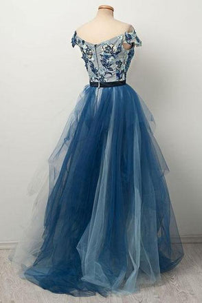 Gorgeous Blue Gradient Prom Dress with Appliques/Mesh PDP14