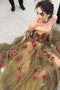 Off the Shoulder See-through Prom Dress with Flowers PDP12