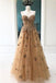 Elegant A-Line Sweetheart Appliqued Brown Prom Dress PDL96