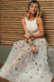 Appliqued See-Through Ivory Backless Long Prom Dress PDL95