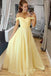 Elegant Off the Shoulder Sweetheart A-Line Yellow Long Simple Prom Dress TD70