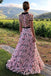 Floral Long Short Sleeves Cheap Prom Dresses with Appliques PDN12