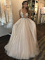 Elegant V Neck Long Pink Appliques Prom Dresses, Cheap Formal Evening Dress TD81