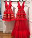 Charming Red V Neck Tulle Long Prom Dress, Evening Ddress PDP62