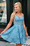 Spaghetti Straps Criss Cross Back A Line Lace Homecoming Dresses PDO76