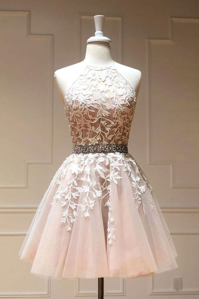 Tulle Lace Short Prom Dress Beadeing A Line Homecoming Dress PDP39