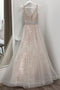 Ivory A Line V Neck Lace Beading Sleeveless Prom Dresses PDP98