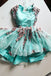 Green Tulle Lace Appliques Short Cute Homecoming Dress PDP48