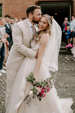 A line Off the Shoulder Sweetheart Lace Beach Wedding Dresses, Long Bridal Gowns OW0044