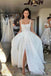 Elegant A line Straps Lace Appliques Long Wedding Dresses, Bridal Dresses with Slit OW0035