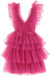 Plunging A line V Neck Tiered Tulle Black Mini Puffy Prom Dresses, Homecoming Dress OMH0145