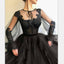Black Long A-line Tulle Prom Dress, Long Sleeves Modest Evening Gown PDG82