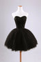 Black Strapless Sweetheart Tulle Short Homecoming Dress with Beads, Graduation Dress OMH0115