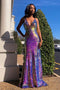 Sparkly Mermaid V Neck Spaghetti Straps Laser Sequin Prom Dresses, Party Dresses OM0087