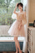 Cute Tulle Appliques Short Prom Dress, Pink Off the Shoulder Sweet 16 Dresses OMH0062