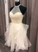 Tulle Crystal Beaded Short Prom Dress, Ruffles Homecoming Dress PDO71