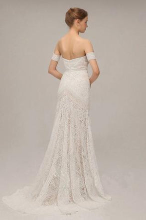 Charming Ivory Lace Mermaid Beach Wedding Dresses Sweetheart Boho Bridal Dresses PDN95