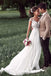 Beautiful A Line Lace Appliques Cap Sleeves Long Chiffon Beach Wedding Dresses OW0050