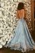 Elegant A-Line Backless Sexy Spaghetti Straps V Neck Beading Prom Dresses, Party Dresses SK06
