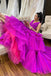 Princess Ball Gown Purple Tiered Tulle  V Neck Floor Length Prom Dress, Party Dress OM0369