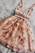 Charming 3D Flowers Short Prom Dress Sweet 16 Dress, A-line V-neck Homecoming Dress SK44