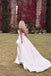 Simple A-Line Ivory Satin Strapless Sweetheart Wedding Dresses with Ruffles High Split OW0058