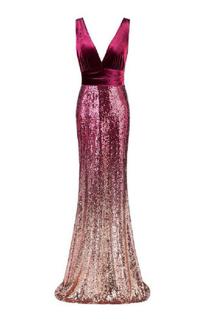 Mermaid Sequins Elegant Long Prom Dresses Formal Evening Dress XU908