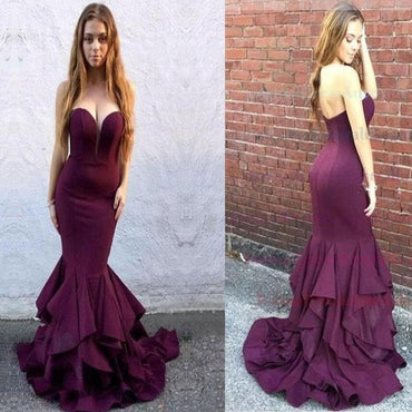 Long Sweetheart Strapless Mermaid Teens Prom Dresses, Evening Dresses for Women PDH16