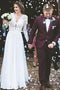 Modest A-Line Lace Appliques Long Sleeves Chiffon Elegant Wedding Dress PDH87