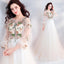 Pretty A Line Long Sleeves Tulle Appliques  Prom Dresses With Flowers PDG69