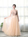 A Line Bateau Tulle Long Prom Dresses With Beads PDL27