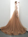 A-line Spaghetti Straps Tulle Long Lace Appliques Prom Dresses Formal Evening Dress PDR85