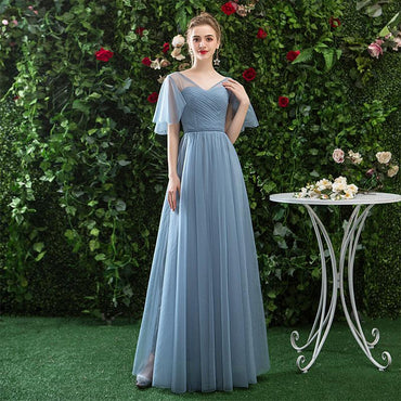 A Line CHiffon Blue Cheap Prom Dress, Long Bridesmaid Dresses PDQ80