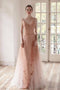 Ombre A Line Long Tulle Spaghetti Straps Prom Dresses With Beads PDK60