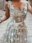 Princess A Line Square Long Prom Dress With Appliques,Beading Formal Dresses TD03