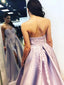 Elegant A Line Satin Sweetheart Strapless Appliques Long Prom Dresses With Split TD01