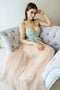 Sexy Deep V Neck Spaghetti Straps Tulle Long Prom Dresses Lace Appliques Formal Dresses TD130