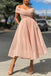 A Line Off the Shoulder Pink Tulle Short Prom Dresses with Pockets, Homecoming Dress OMH0046