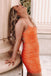 Sheath Orange Sequin Spaghetti Straps Cocktail Party Dress, Short Homecoming Dress OMH0034