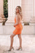 Sheath Orange Sequin Spaghetti Straps Cocktail Party Dress, Short Homecoming Dress OMH0034