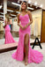 Cute Pink Mermaid Sequins Sweetheart Prom Dresses With Slit, Sleeveless Cocktail Dress OM0346