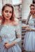 Gray Lace Appliques Tulle Short Prom Dress, Long Sleeves Homecoming Dress PDP55