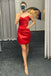 Sexy V neck Sheath Red Pleates Strapless Short Homecoming Dress, Mini Cocktail Dress OMH0110