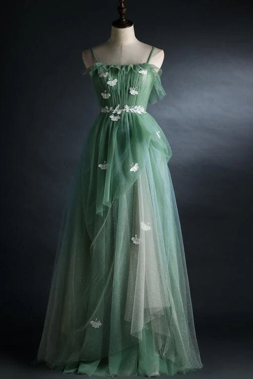 Elegant A line Light Green Spaghetti Straps Long Prom Dresses, Beautif trendtydresses Elegant A line Light Green Spaghetti Straps Long Prom Dresses, Beautif trendtydresses