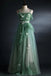 Elegant A line Light Green Spaghetti Straps Long Prom Dresses, Beautiful Party Dress OM0184